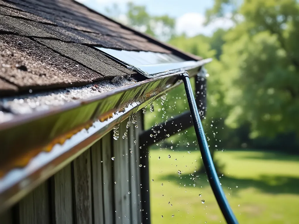 A gutter being cleaned
