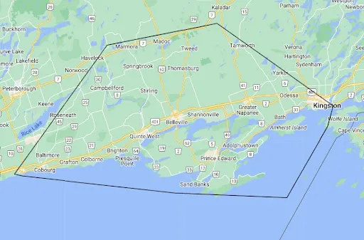 A map of the service area for the PEC division